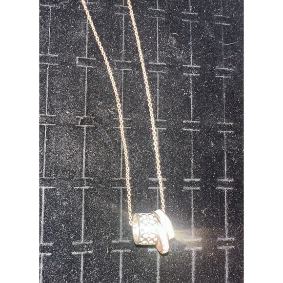 Coach Signature Enameled Necklace- Rose Gold/Chalk - Picture 4 of 5